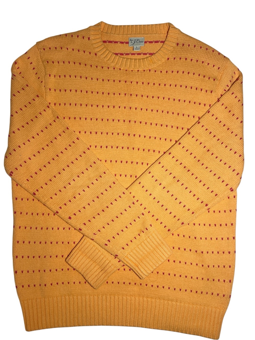J. Crew Peach Crewneck Sweater with Pink Dot Detail New without Tags!